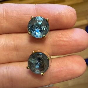 kate spade Blue Round Crystal Stud Earrings in Gold-Tone Prongs